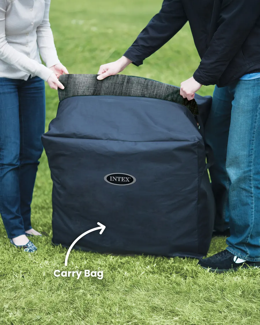 The PureSpa folded into its carry bag